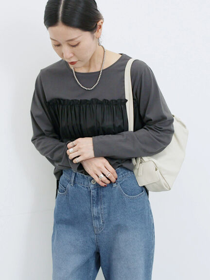 ビスチェドッキングカットソー(チャコールグレー/ブラウン/キナリ)|Samansa Mos2 blue(サマンサモスモス ブルー)通販