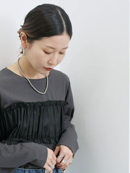 ビスチェドッキングカットソー(チャコールグレー/ブラウン/キナリ)|Samansa Mos2 blue(サマンサモスモス ブルー)通販