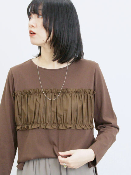 ビスチェドッキングカットソー(チャコールグレー/ブラウン/キナリ)|Samansa Mos2 blue(サマンサモスモス ブルー)通販