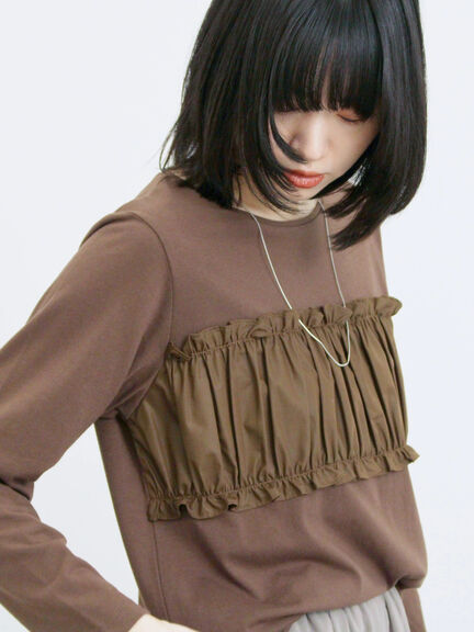 ビスチェドッキングカットソー(チャコールグレー/ブラウン/キナリ)|Samansa Mos2 blue(サマンサモスモス ブルー)通販