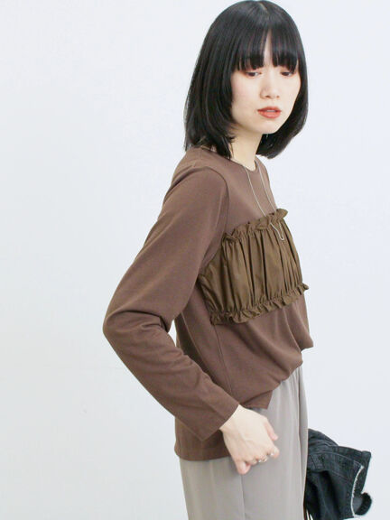 ビスチェドッキングカットソー(チャコールグレー/ブラウン/キナリ)|Samansa Mos2 blue(サマンサモスモス ブルー)通販