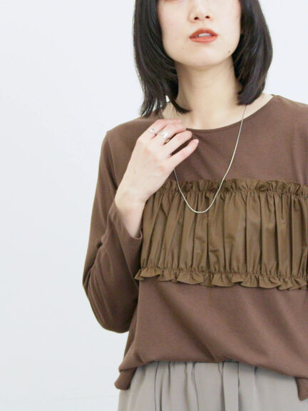 ビスチェドッキングカットソー(チャコールグレー/ブラウン/キナリ)|Samansa Mos2 blue(サマンサモスモス ブルー)通販