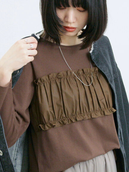 ビスチェドッキングカットソー(チャコールグレー/ブラウン/キナリ)|Samansa Mos2 blue(サマンサモスモス ブルー)通販