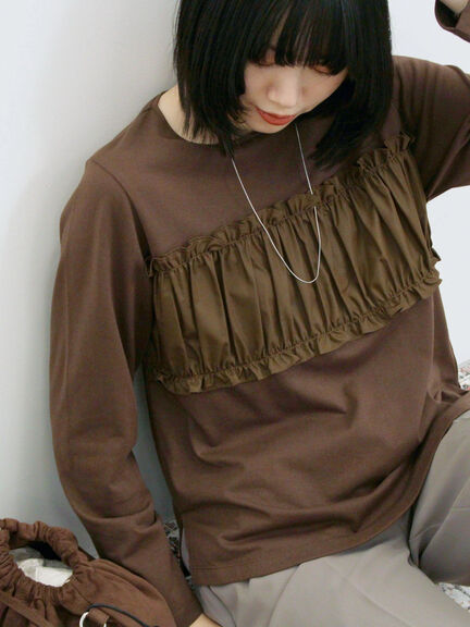 ビスチェドッキングカットソー(チャコールグレー/ブラウン/キナリ)|Samansa Mos2 blue(サマンサモスモス ブルー)通販