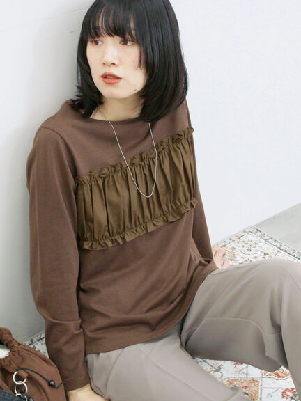 ビスチェドッキングカットソー(チャコールグレー/ブラウン/キナリ)|Samansa Mos2 blue(サマンサモスモス ブルー)通販