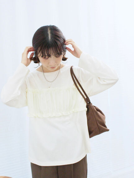 ビスチェドッキングカットソー(チャコールグレー/ブラウン/キナリ)|Samansa Mos2 blue(サマンサモスモス ブルー)通販