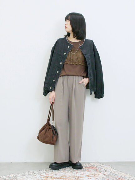 ビスチェドッキングカットソー(チャコールグレー/ブラウン/キナリ)|Samansa Mos2 blue(サマンサモスモス ブルー)通販