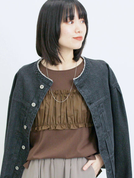 ビスチェドッキングカットソー(チャコールグレー/ブラウン/キナリ)|Samansa Mos2 blue(サマンサモスモス ブルー)通販