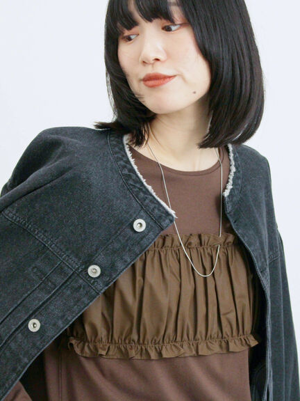 ビスチェドッキングカットソー(チャコールグレー/ブラウン/キナリ)|Samansa Mos2 blue(サマンサモスモス ブルー)通販