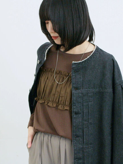 ビスチェドッキングカットソー(チャコールグレー/ブラウン/キナリ)|Samansa Mos2 blue(サマンサモスモス ブルー)通販