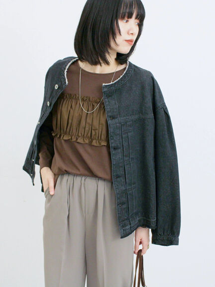 ビスチェドッキングカットソー(チャコールグレー/ブラウン/キナリ)|Samansa Mos2 blue(サマンサモスモス ブルー)通販