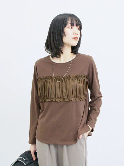 ビスチェドッキングカットソー(チャコールグレー/ブラウン/キナリ)|Samansa Mos2 blue(サマンサモスモス ブルー)通販