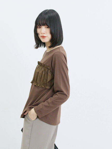 ビスチェドッキングカットソー(チャコールグレー/ブラウン/キナリ)|Samansa Mos2 blue(サマンサモスモス ブルー)通販