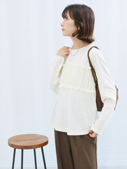 ビスチェドッキングカットソー(チャコールグレー/ブラウン/キナリ)|Samansa Mos2 blue(サマンサモスモス ブルー)通販