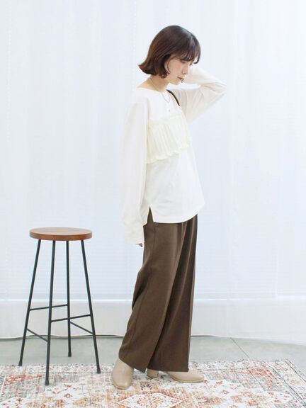 ビスチェドッキングカットソー(チャコールグレー/ブラウン/キナリ)|Samansa Mos2 blue(サマンサモスモス ブルー)通販