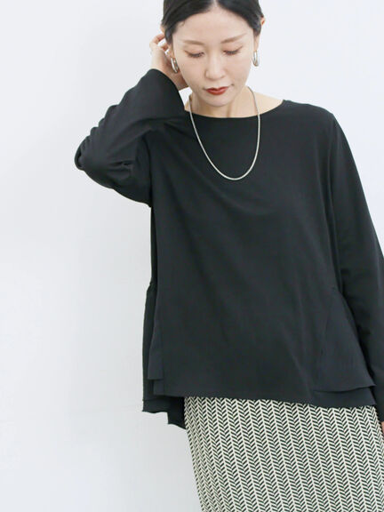 ペプラムドッキングカットソー(ブラック/ダークオレンジ/キナリ)|Samansa Mos2 blue(サマンサモスモス ブルー)通販