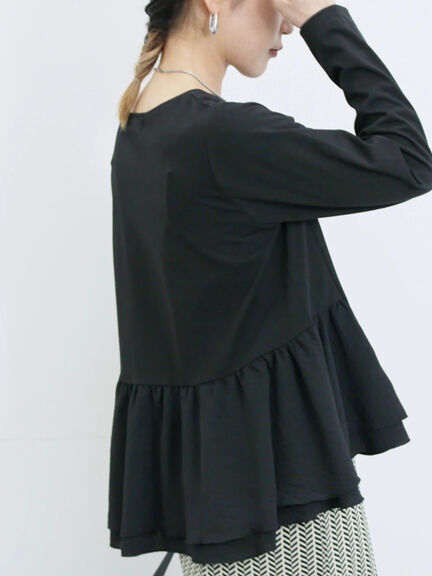 ペプラムドッキングカットソー(ブラック/ダークオレンジ/キナリ)|Samansa Mos2 blue(サマンサモスモス ブルー)通販