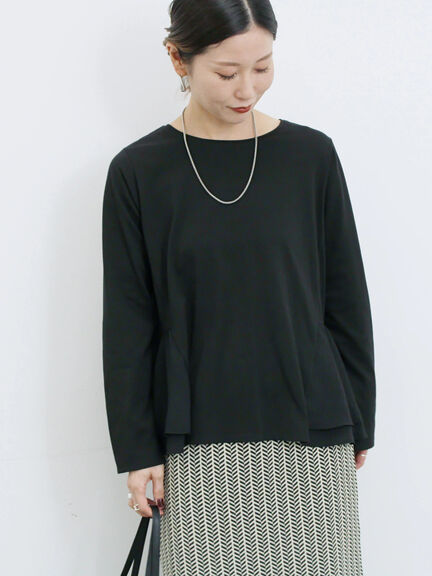 ペプラムドッキングカットソー(ブラック/ダークオレンジ/キナリ)|Samansa Mos2 blue(サマンサモスモス ブルー)通販