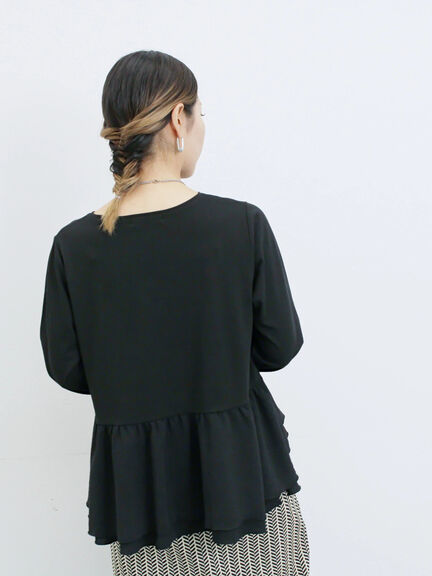 ペプラムドッキングカットソー(ブラック/ダークオレンジ/キナリ)|Samansa Mos2 blue(サマンサモスモス ブルー)通販