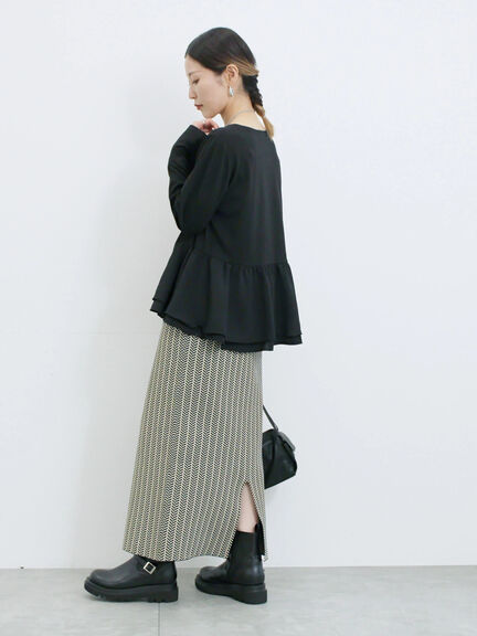 ペプラムドッキングカットソー(ブラック/ダークオレンジ/キナリ)|Samansa Mos2 blue(サマンサモスモス ブルー)通販