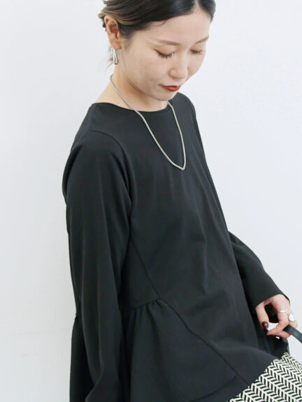 ペプラムドッキングカットソー(ブラック/ダークオレンジ/キナリ)|Samansa Mos2 blue(サマンサモスモス ブルー)通販