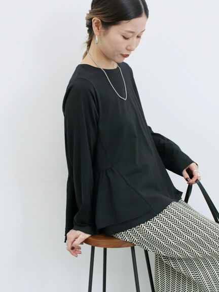 ペプラムドッキングカットソー(ブラック/ダークオレンジ/キナリ)|Samansa Mos2 blue(サマンサモスモス ブルー)通販