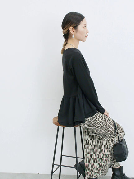 ペプラムドッキングカットソー(ブラック/ダークオレンジ/キナリ)|Samansa Mos2 blue(サマンサモスモス ブルー)通販