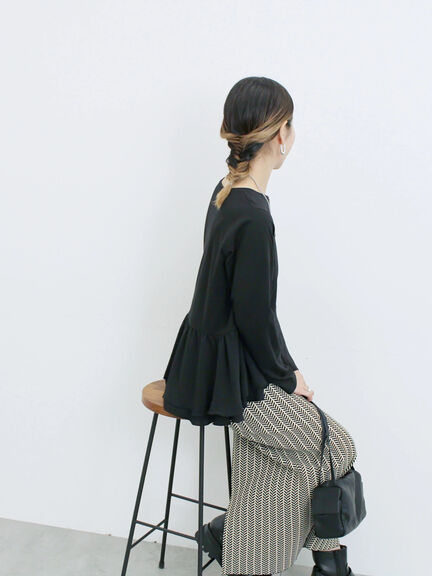 ペプラムドッキングカットソー(ブラック/ダークオレンジ/キナリ)|Samansa Mos2 blue(サマンサモスモス ブルー)通販