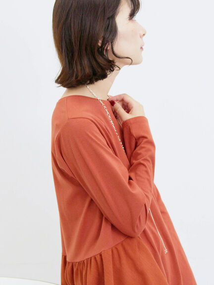 ペプラムドッキングカットソー(ブラック/ダークオレンジ/キナリ)|Samansa Mos2 blue(サマンサモスモス ブルー)通販