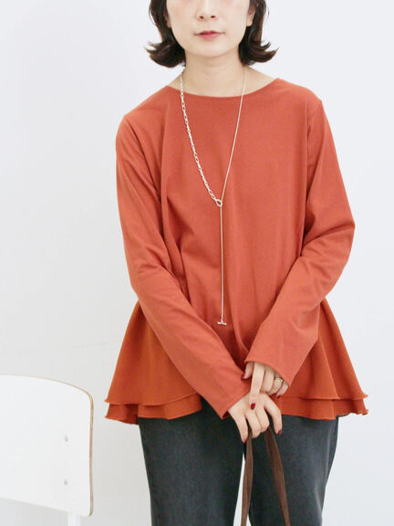 ペプラムドッキングカットソー(ブラック/ダークオレンジ/キナリ)|Samansa Mos2 blue(サマンサモスモス ブルー)通販