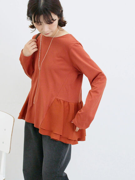 ペプラムドッキングカットソー(ブラック/ダークオレンジ/キナリ)|Samansa Mos2 blue(サマンサモスモス ブルー)通販