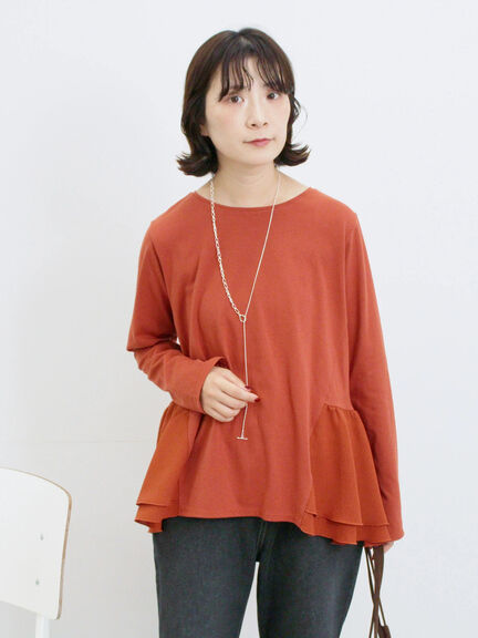 ペプラムドッキングカットソー(ブラック/ダークオレンジ/キナリ)|Samansa Mos2 blue(サマンサモスモス ブルー)通販