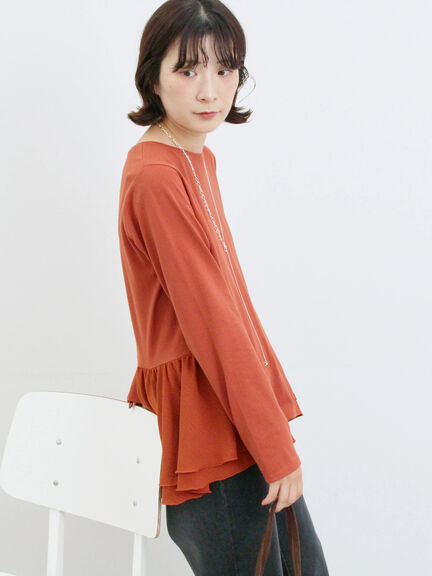 ペプラムドッキングカットソー(ブラック/ダークオレンジ/キナリ)|Samansa Mos2 blue(サマンサモスモス ブルー)通販