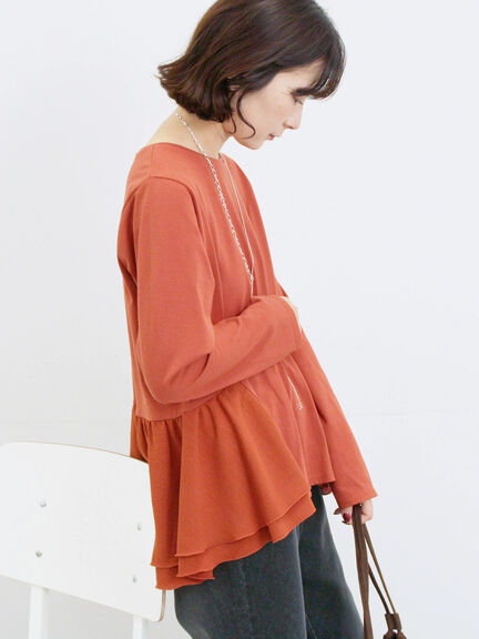 ペプラムドッキングカットソー(ブラック/ダークオレンジ/キナリ)|Samansa Mos2 blue(サマンサモスモス ブルー)通販