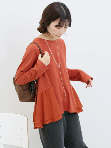 ペプラムドッキングカットソー(ブラック/ダークオレンジ/キナリ)|Samansa Mos2 blue(サマンサモスモス ブルー)通販