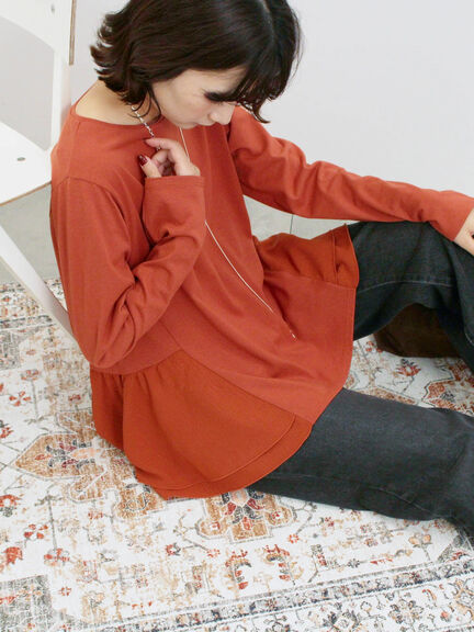 ペプラムドッキングカットソー(ブラック/ダークオレンジ/キナリ)|Samansa Mos2 blue(サマンサモスモス ブルー)通販