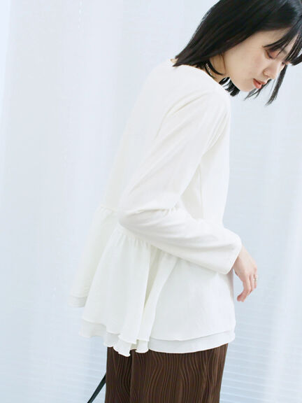 ペプラムドッキングカットソー(ブラック/ダークオレンジ/キナリ)|Samansa Mos2 blue(サマンサモスモス ブルー)通販