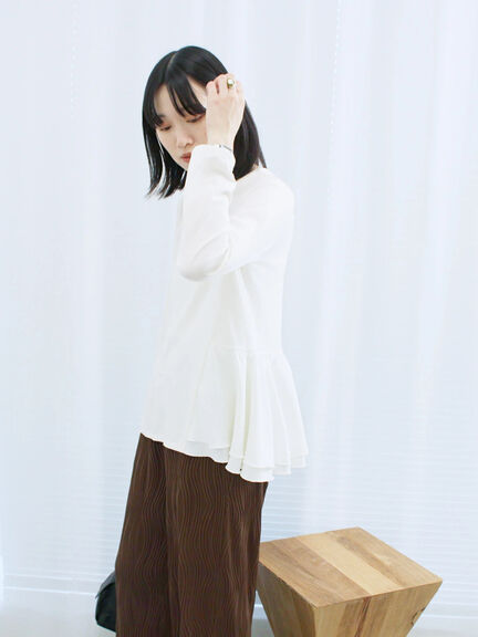 ペプラムドッキングカットソー(ブラック/ダークオレンジ/キナリ)|Samansa Mos2 blue(サマンサモスモス ブルー)通販