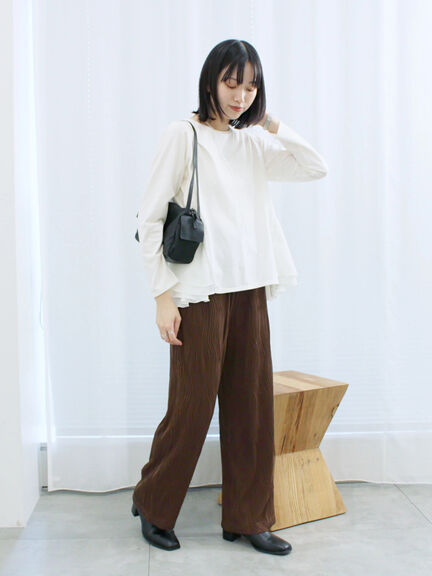 ペプラムドッキングカットソー(ブラック/ダークオレンジ/キナリ)|Samansa Mos2 blue(サマンサモスモス ブルー)通販