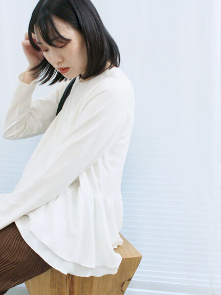 ペプラムドッキングカットソー(ブラック/ダークオレンジ/キナリ)|Samansa Mos2 blue(サマンサモスモス ブルー)通販