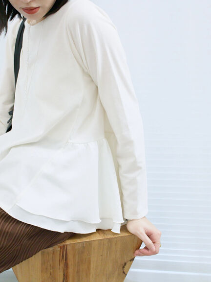 ペプラムドッキングカットソー(ブラック/ダークオレンジ/キナリ)|Samansa Mos2 blue(サマンサモスモス ブルー)通販