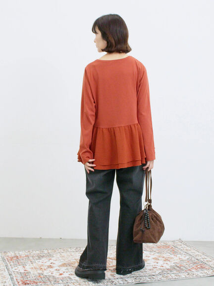 ペプラムドッキングカットソー(ブラック/ダークオレンジ/キナリ)|Samansa Mos2 blue(サマンサモスモス ブルー)通販