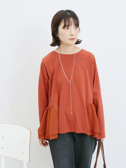 ペプラムドッキングカットソー(ブラック/ダークオレンジ/キナリ)|Samansa Mos2 blue(サマンサモスモス ブルー)通販