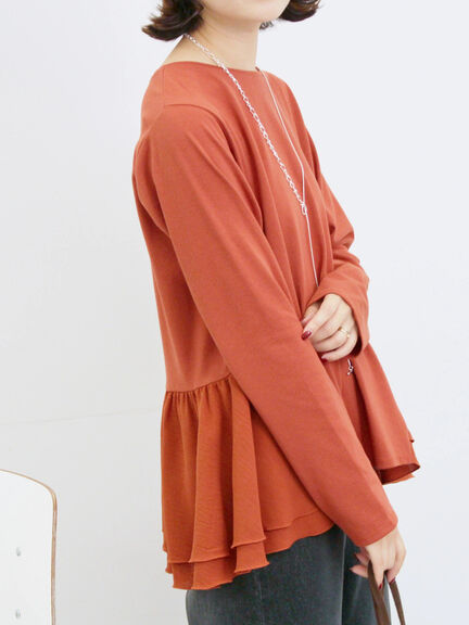 ペプラムドッキングカットソー(ブラック/ダークオレンジ/キナリ)|Samansa Mos2 blue(サマンサモスモス ブルー)通販