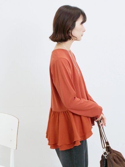 ペプラムドッキングカットソー(ブラック/ダークオレンジ/キナリ)|Samansa Mos2 blue(サマンサモスモス ブルー)通販