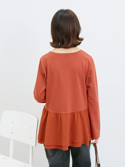 ペプラムドッキングカットソー(ブラック/ダークオレンジ/キナリ)|Samansa Mos2 blue(サマンサモスモス ブルー)通販