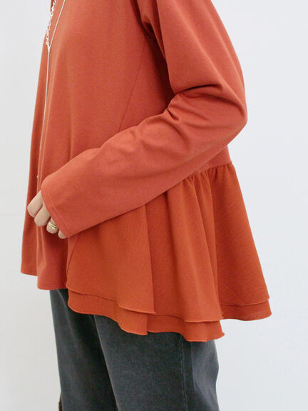 ペプラムドッキングカットソー(ブラック/ダークオレンジ/キナリ)|Samansa Mos2 blue(サマンサモスモス ブルー)通販