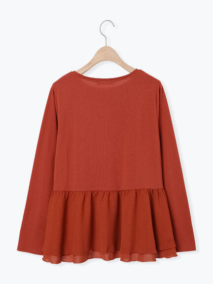 ペプラムドッキングカットソー(ブラック/ダークオレンジ/キナリ)|Samansa Mos2 blue(サマンサモスモス ブルー)通販