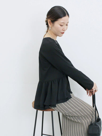 ペプラムドッキングカットソー(ブラック/ダークオレンジ/キナリ)|Samansa Mos2 blue(サマンサモスモス ブルー)通販