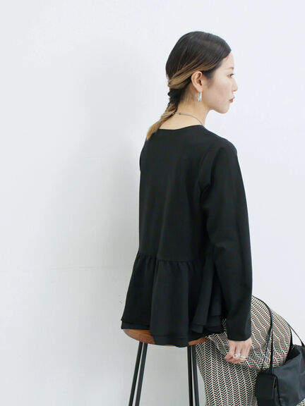 ペプラムドッキングカットソー(ブラック/ダークオレンジ/キナリ)|Samansa Mos2 blue(サマンサモスモス ブルー)通販